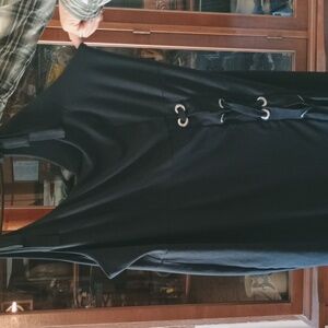 VENUS Black Garment with Lace-Up Accent